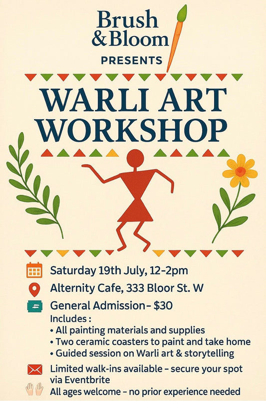 Join Sunaina for a WARLI art workshop on Sat July 19th from 12 - 2 pm at the the Alternity Café,