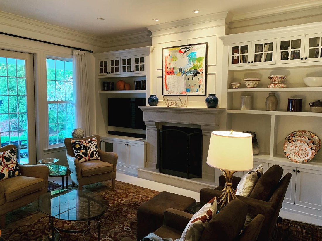 Collectors hang Susan N Stewart's colourful paintings in their Niagara on the Lake home