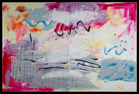 Abstract artwork with colorful brush strokes on a white background
