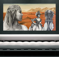 large oil painting with portraits of explorer by Heather Gentleman